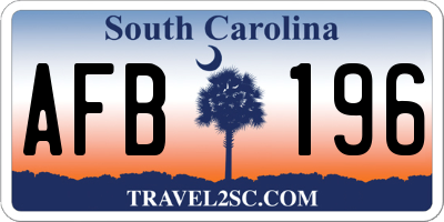 SC license plate AFB196