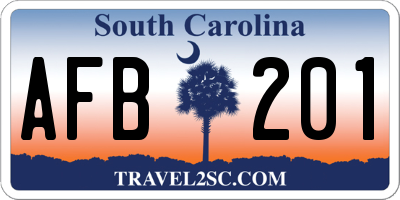 SC license plate AFB201