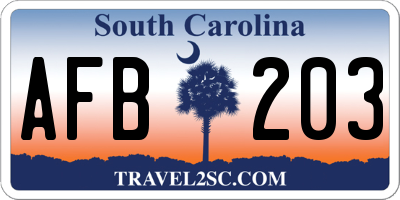 SC license plate AFB203