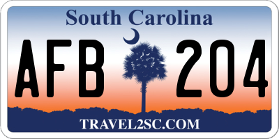 SC license plate AFB204