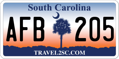 SC license plate AFB205