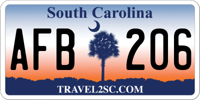 SC license plate AFB206