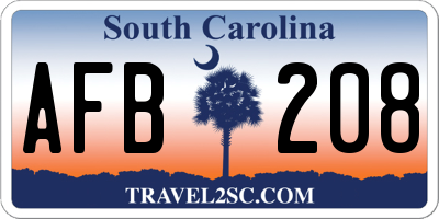 SC license plate AFB208