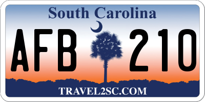 SC license plate AFB210
