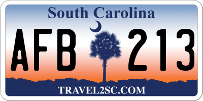 SC license plate AFB213