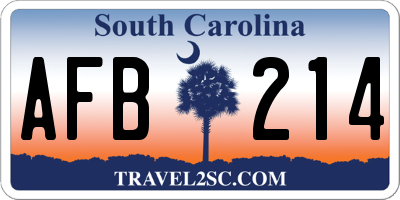 SC license plate AFB214