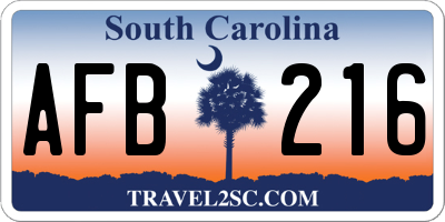 SC license plate AFB216