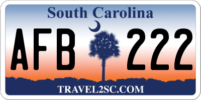 SC license plate AFB222