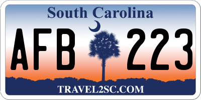 SC license plate AFB223