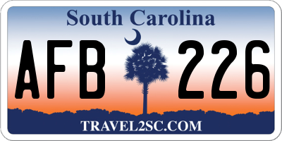 SC license plate AFB226