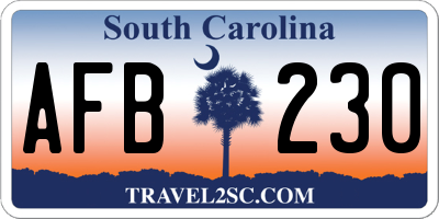 SC license plate AFB230