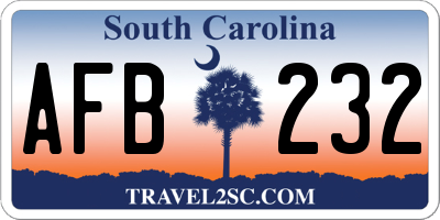 SC license plate AFB232