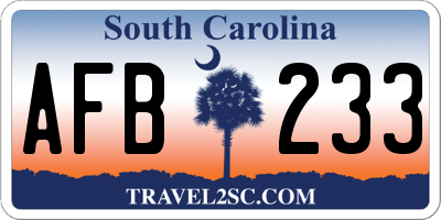 SC license plate AFB233