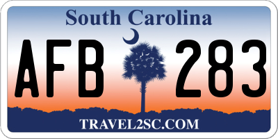 SC license plate AFB283