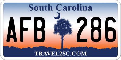 SC license plate AFB286