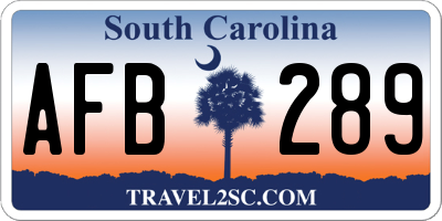 SC license plate AFB289