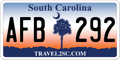 SC license plate AFB292