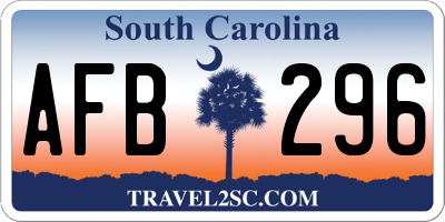 SC license plate AFB296