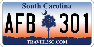 SC license plate AFB301
