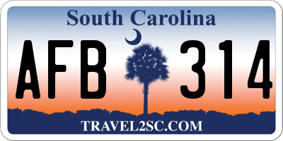 SC license plate AFB314