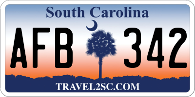 SC license plate AFB342