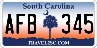 SC license plate AFB345