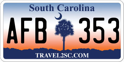 SC license plate AFB353