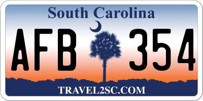SC license plate AFB354