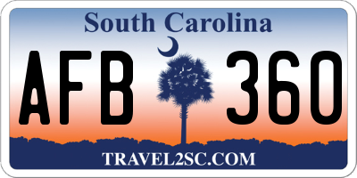 SC license plate AFB360