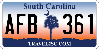 SC license plate AFB361