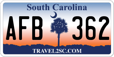 SC license plate AFB362