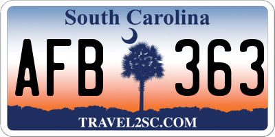 SC license plate AFB363