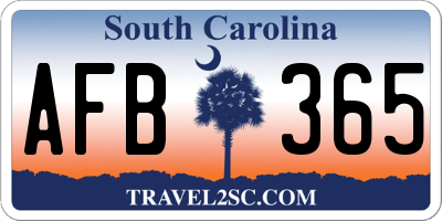 SC license plate AFB365