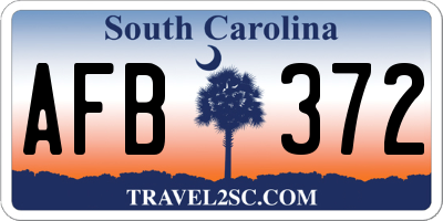 SC license plate AFB372