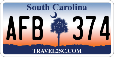 SC license plate AFB374