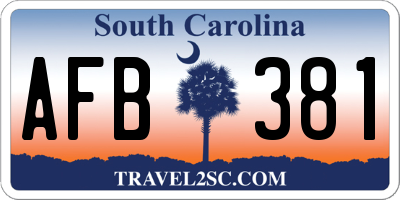 SC license plate AFB381