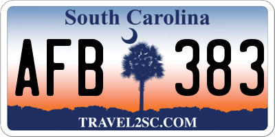 SC license plate AFB383