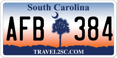 SC license plate AFB384