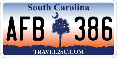 SC license plate AFB386