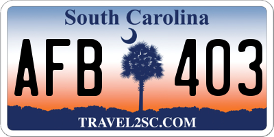 SC license plate AFB403