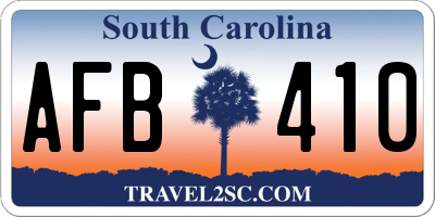 SC license plate AFB410