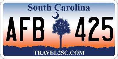 SC license plate AFB425