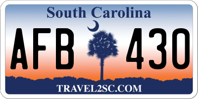 SC license plate AFB430