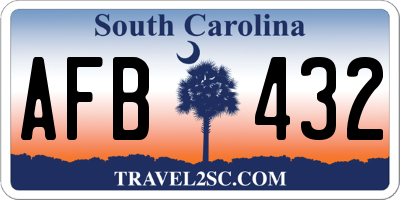 SC license plate AFB432