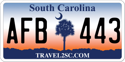 SC license plate AFB443