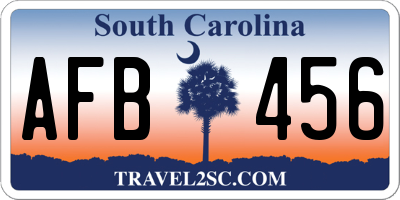 SC license plate AFB456