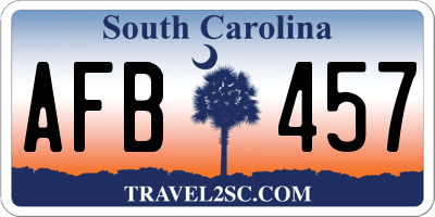 SC license plate AFB457