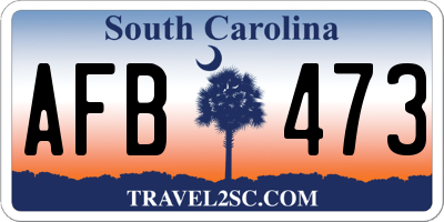 SC license plate AFB473