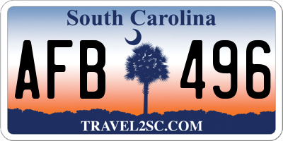 SC license plate AFB496