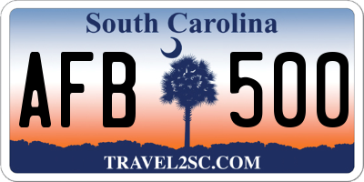 SC license plate AFB500